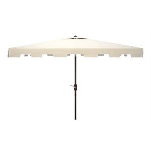 Safavieh Zimmerman 6.5x10ft Rectangle Metal/Polyester Market Umbrella in Beige