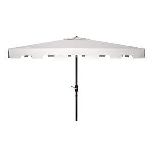 Safavieh Zimmerman 6.5x10ft Rectangle Metal/Polyester Market Umbrella in White