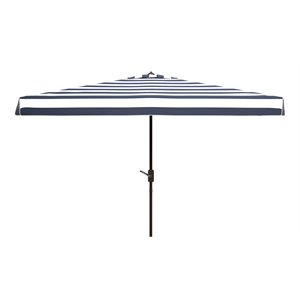 Safavieh Elsa Fashion Line 6.5x10ft Rectangle Metal Umbrella in Navy and White