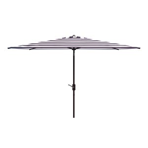 Safavieh Iris Fashion Line 6.5x10ft Rect Metal/Polyester Umbrella in Black/White
