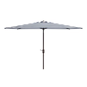 Safavieh Iris Fashion Line 6.5x10ft Rect Metal/Polyester Umbrella in Navy/White