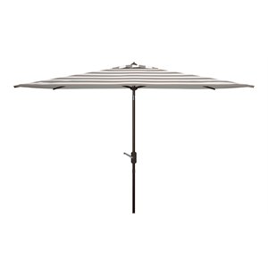Safavieh Iris Fashion Line 6.5x10ft Rect Metal/Polyester Umbrella in Gray/White