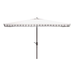 Safavieh Elegant Valance 6.5x10ft Rect Metal/Polyester Umbrella in White/Black
