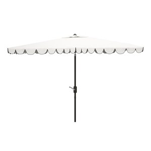 Safavieh Venice 6.5x10ft Metal/Polyester Rectangle Crank Umbrella in White/Black