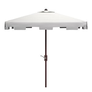 Safavieh Zimmerman 7.5ft Square Metal/Polyester Market Umbrella in White