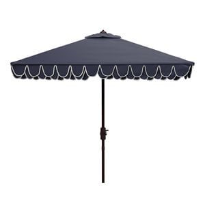 Safavieh Elegant Valance 7.5ft Square Metal/Polyester Umbrella in Navy/White