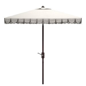 Safavieh Elegant Valance 7.5ft Square Metal/Polyester Umbrella in White/Black