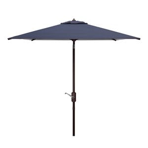 Safavieh Athens 7.5ft Square Crank Metal/Polyester Umbrella in Navy/White