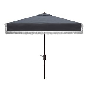 Safavieh Milan Fringe 7.5ft Square Metal/Polyester Market Umbrella in Navy