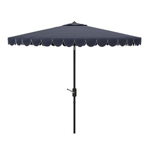 Safavieh Venice 7.5ft Square Crank Metal Umbrella in Navy and White