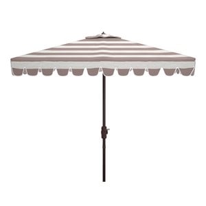 Safavieh Vienna 7.5ft Square Crank Metal/Polyester Umbrella in Gray and White