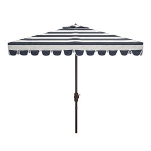 Safavieh Vienna 7.5ft Square Crank Metal/Polyester Umbrella in Navy and White