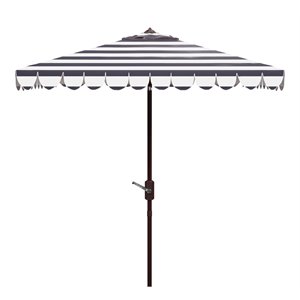Safavieh Vienna 7.5ft Square Crank Metal/Polyester Umbrella in Black and White