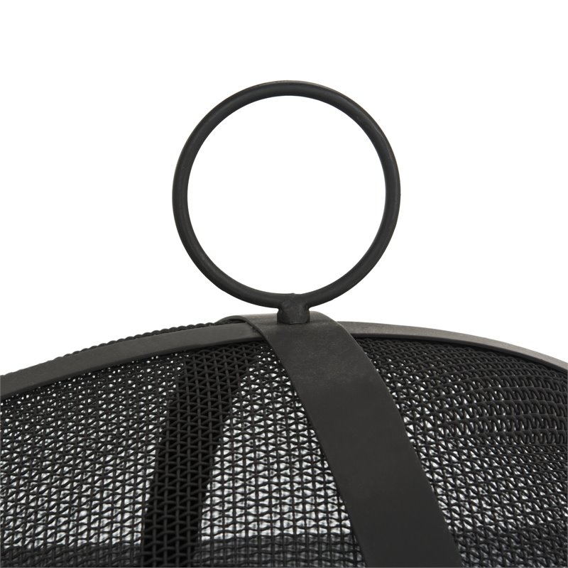 Safavieh Leros Square Modern Steel Metal Outdoor Fire Pit in Black
