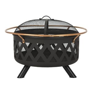 Safavieh Bryce Round Contemporary Steel Metal Fire Pit in Copper and Black