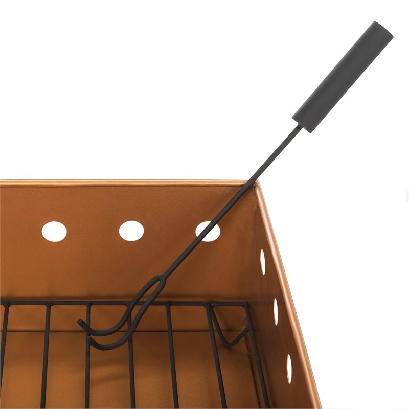 Safavieh Wyatt Square Modern Steel Metal Fire Pit in Copper and Black