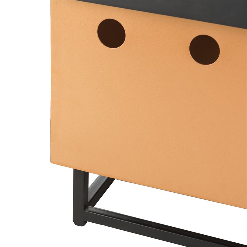 Safavieh Wyatt Square Modern Steel Metal Fire Pit in Copper and Black
