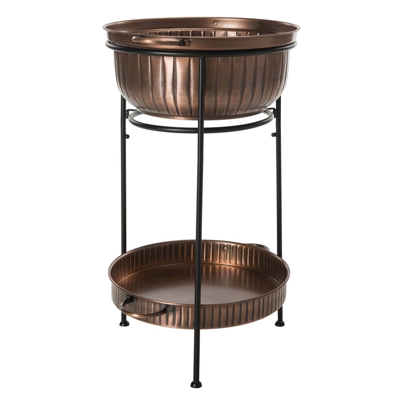 Safavieh Naka Iron Metal Outdoor Plant Stand in Antique Copper/Black