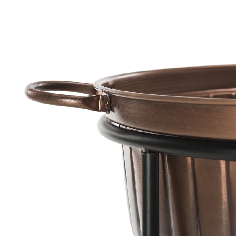 Safavieh Naka Iron Metal Outdoor Plant Stand in Antique Copper/Black