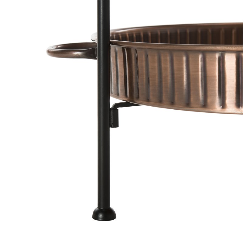 Safavieh Naka Iron Metal Outdoor Plant Stand in Antique Copper/Black