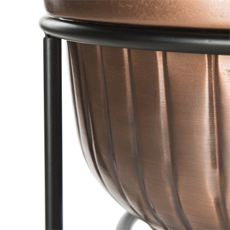 Safavieh Naka Iron Metal Outdoor Plant Stand in Antique Copper/Black