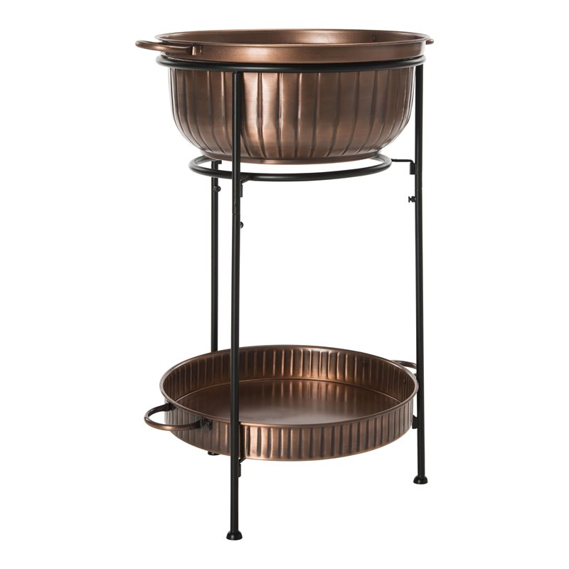 Safavieh Naka Iron Metal Outdoor Plant Stand in Antique Copper/Black