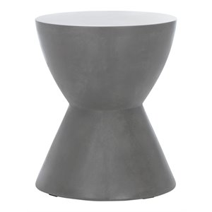 Safavieh Athena 17.7&quot Round Concrete Indoor/Outdoor Accent Table in Dark Gray