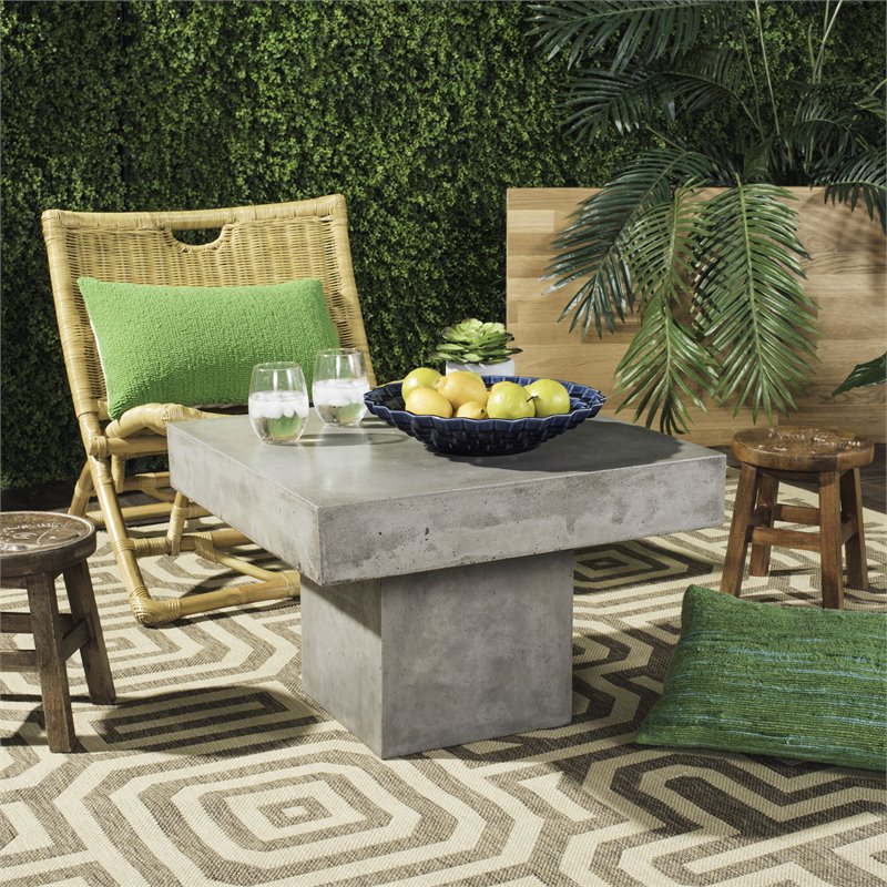 Safavieh Tallen Concrete Indoor/Outdoor Coffee Table in Dark Gray