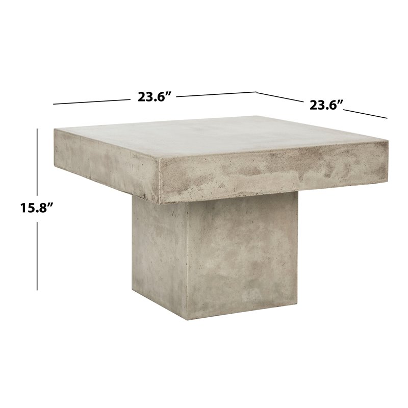 Safavieh Tallen Concrete Indoor/Outdoor Coffee Table in Dark Gray