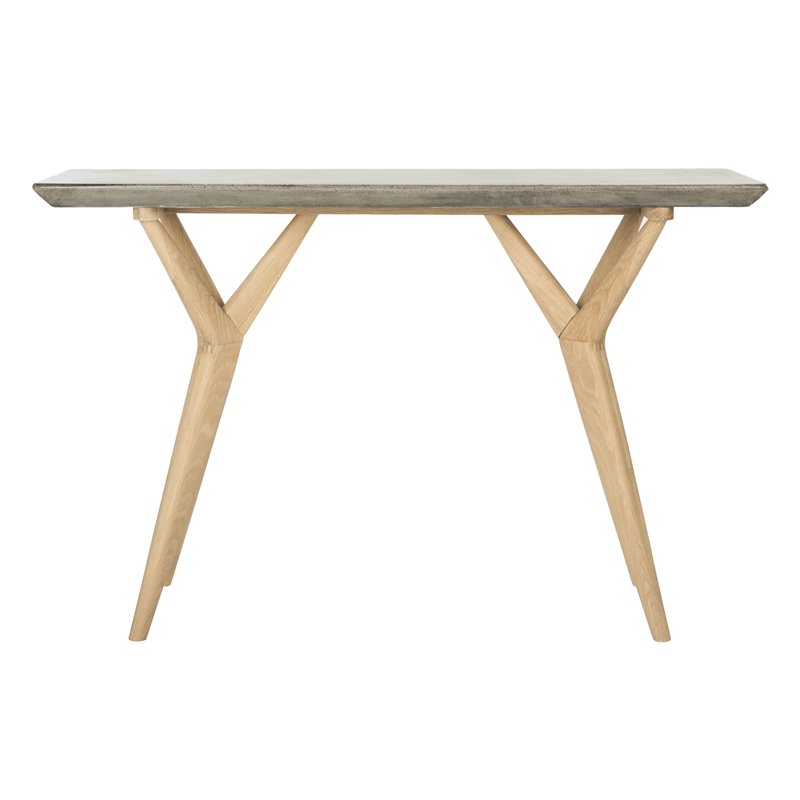 Safavieh Ragna Concrete/Wood Indoor/Outdoor Console Table in Dark Gray