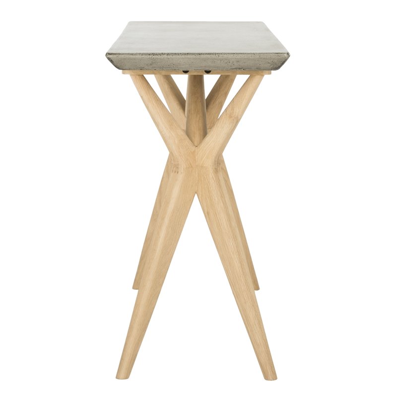 Safavieh Ragna Concrete/Wood Indoor/Outdoor Console Table in Dark Gray