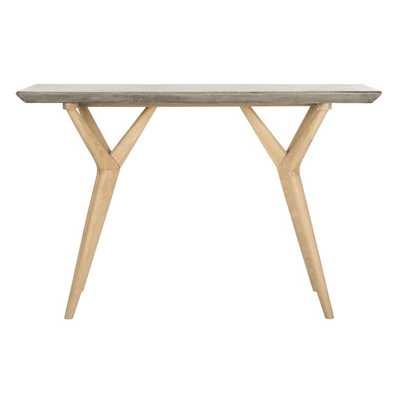 Safavieh Ragna Concrete/Wood Indoor/Outdoor Console Table in Dark Gray