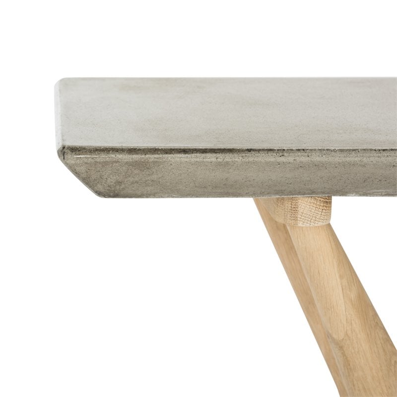 Safavieh Ragna Concrete/Wood Indoor/Outdoor Console Table in Dark Gray
