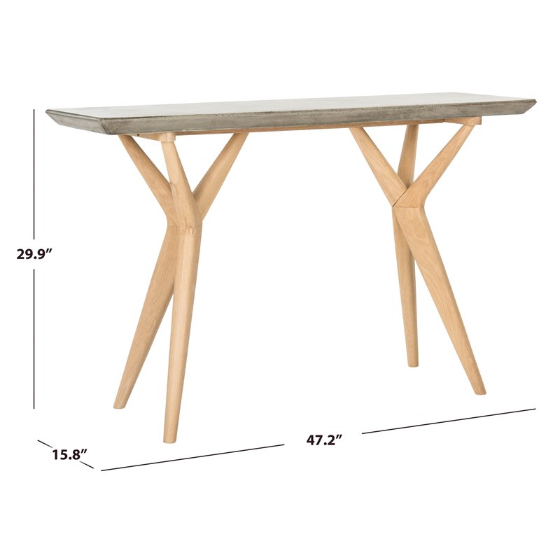 Safavieh Ragna Concrete/Wood Indoor/Outdoor Console Table in Dark Gray