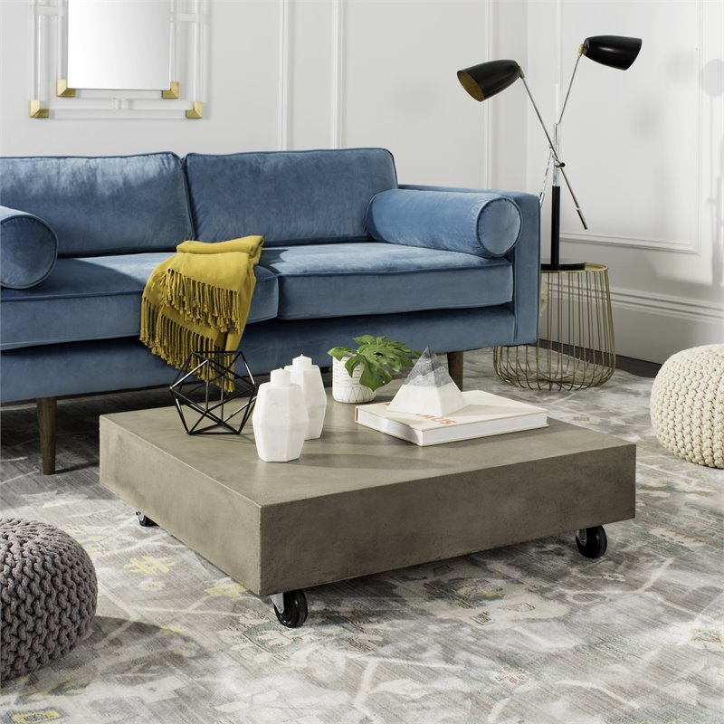 Safavieh Gargon Concrete Indoor/Outdoor Coffee Table in Dark Gray