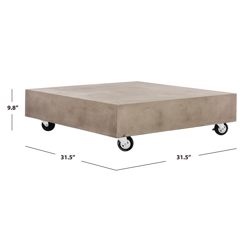 Safavieh Gargon Concrete Indoor/Outdoor Coffee Table in Dark Gray