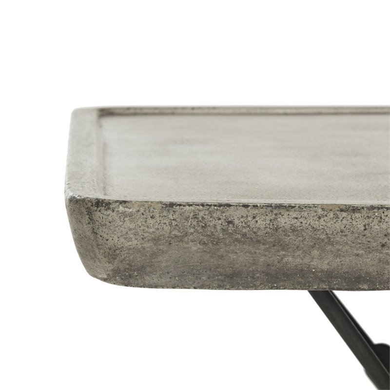 Safavieh Delartin Concrete/Wood Indoor/Outdoor Coffee Table in Dark Gray
