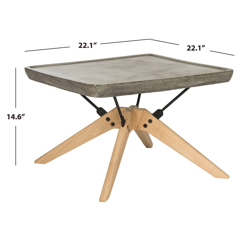 Safavieh Delartin Concrete/Wood Indoor/Outdoor Coffee Table in Dark Gray