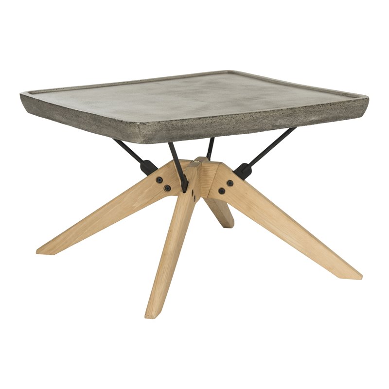 Safavieh Delartin Concrete/Wood Indoor/Outdoor Coffee Table in Dark Gray