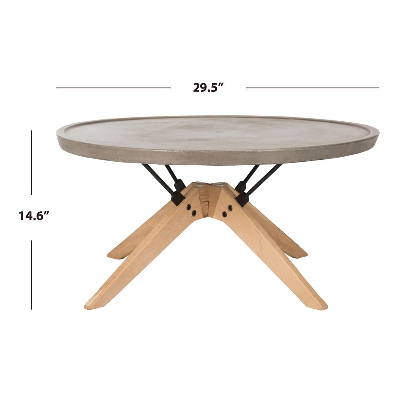 Safavieh Bryson Concrete/Wood Indoor/Outdoor Coffee Table in Dark Gray