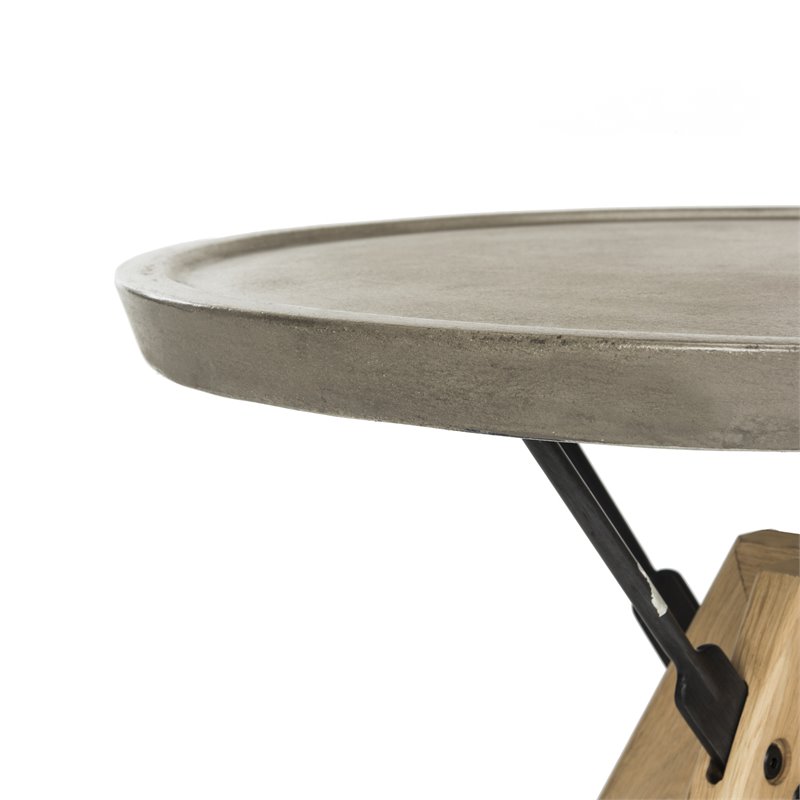 Safavieh Farmond Concrete/Wood Indoor/Outdoor Side Table in Dark Gray