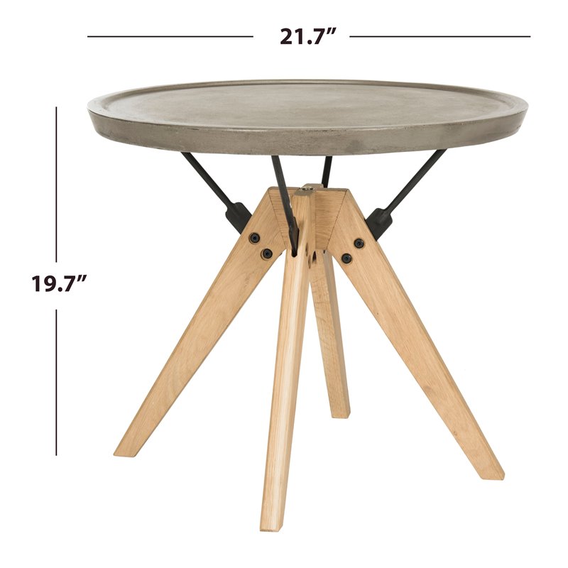 Safavieh Farmond Concrete/Wood Indoor/Outdoor Side Table in Dark Gray