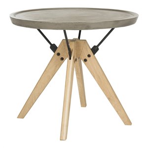 Safavieh Farmond Concrete/Wood Indoor/Outdoor Side Table in Dark Gray