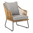 Safavieh Jensen 3-Piece Rattan/Steel/Polyester Lounge Set in Natural/Gray