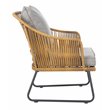 Safavieh Jensen 3-Piece Rattan/Steel/Polyester Lounge Set in Natural/Gray