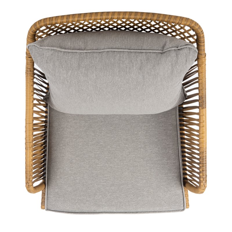 Safavieh Jensen 3-Piece Rattan/Steel/Polyester Lounge Set in Natural/Gray