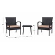 Safavieh Moore 3-Piece Rattan/Steel/Polyester Lounge Set in Black/Beige