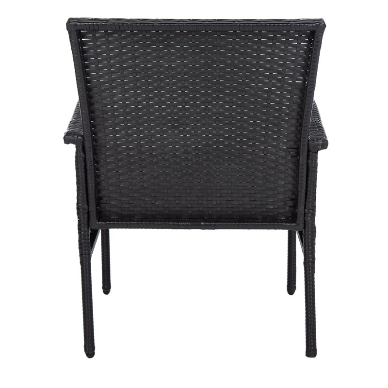 Safavieh Moore 3-Piece Rattan/Steel/Polyester Lounge Set in Black/Beige