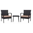 Safavieh Moore 3-Piece Rattan/Steel/Polyester Lounge Set in Black/Beige