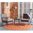 Safavieh Moore 3-Piece PE Rattan Wicker & Polyester Lounge Set in Black/Beige